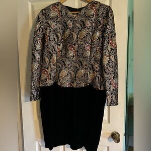 Elegant Brocade and Velvet Dress